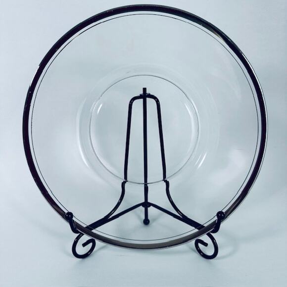 Tiffin-Franciscan Jewel Luncheon Plate Blown Glass Platinum Trim & Verge VTG - Picture 1 of 9